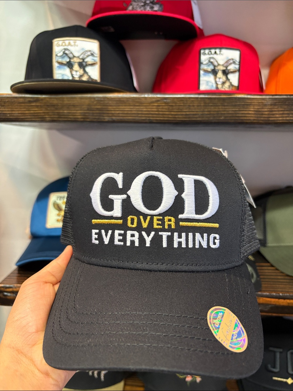 God Over Everything Black Trucker Hat